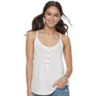 Juniors' So&reg; Henley Racerback Tank, Teens, Size: Xs, White