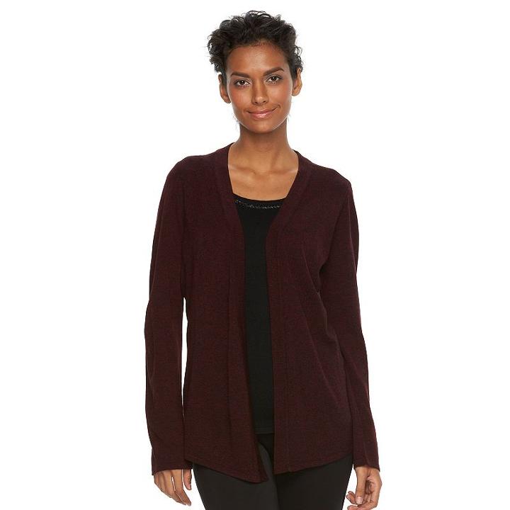 Women's Napa Valley Embellished Marled Mock-layer Top, Size: Small, Dark Red