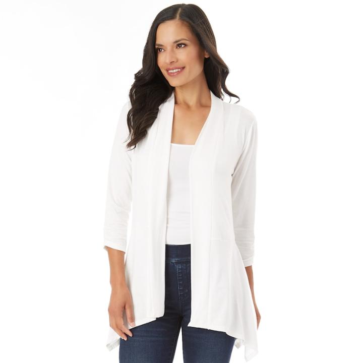 Women's Apt. 9&reg; Shark-bite Cardigan, Size: Large, White Oth