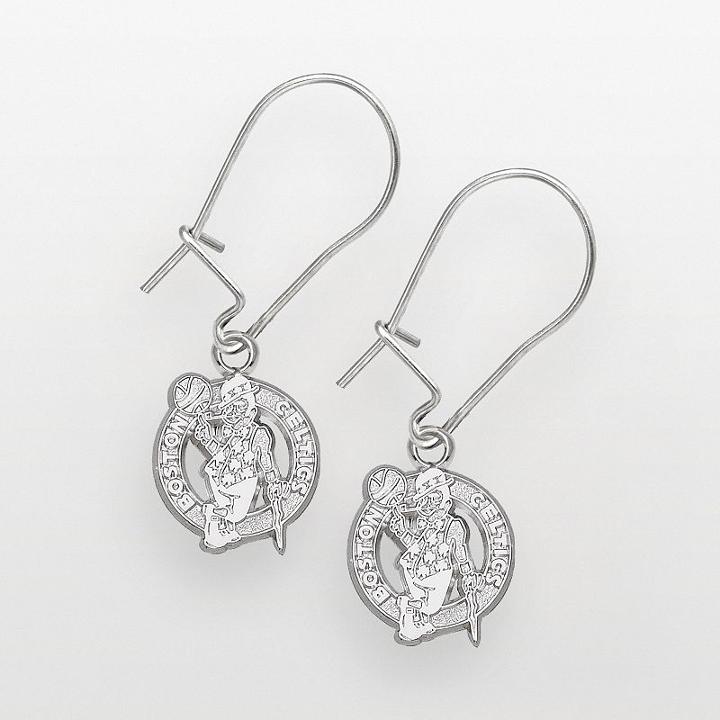 Boston Celtics Sterling Silver Logo Drop Earrings, Women's, Grey