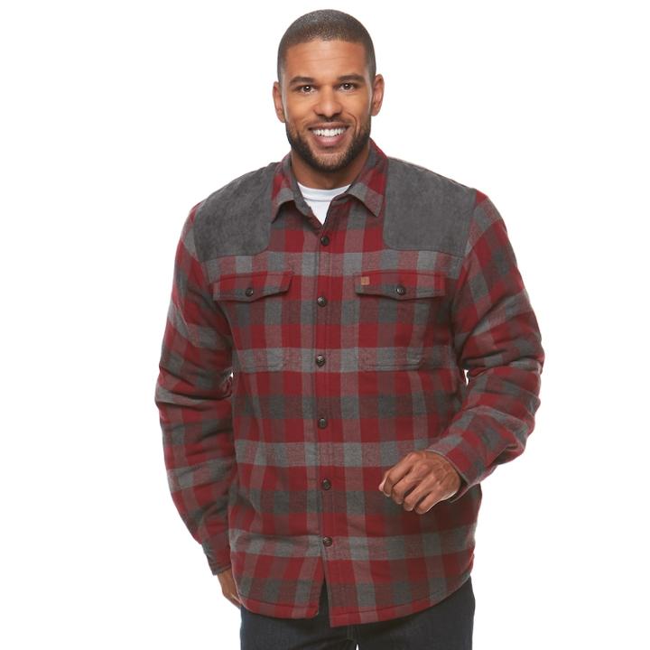 Men's Coleman Classic-fit Flannel Sherpa-lined Shirt Jacket, Size: Large, Red