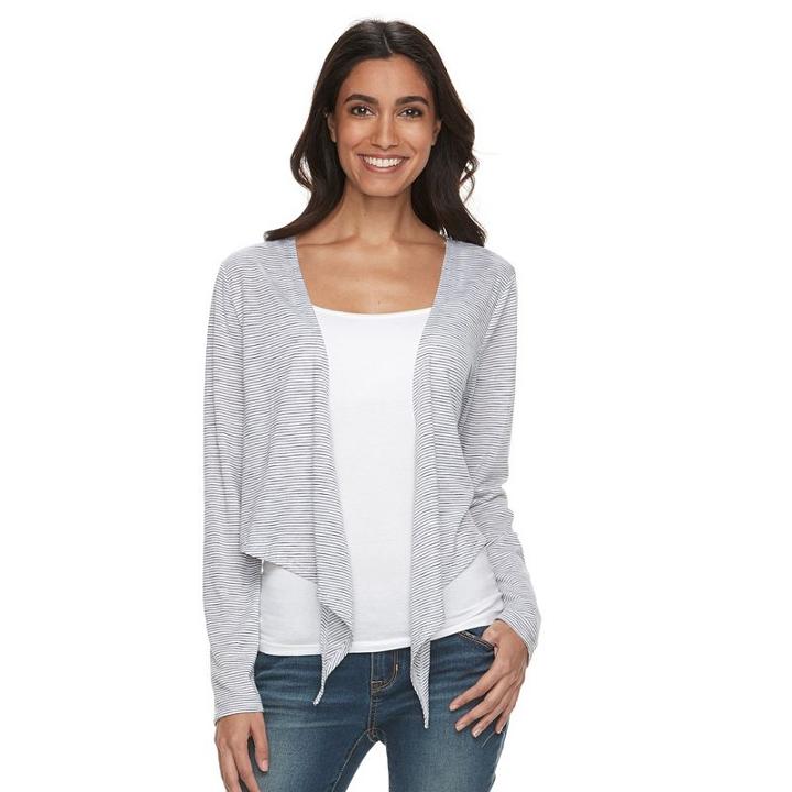 Petite Apt. 9&reg; Tie-front Crop Cardigan, Women's, Size: M Petite, White