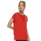Madden Nyc Juniors' Mesh Yoke Solid Tee, Girl's, Size: Medium, Red Other