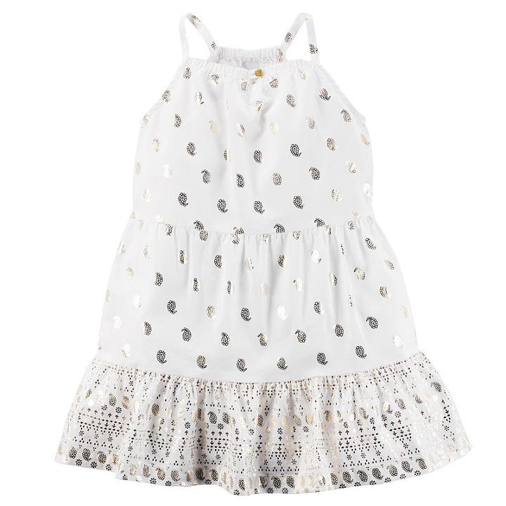 Girls 4-8 Carter's Foil Paisley Printed Dress, Girl's, Size: 4, White