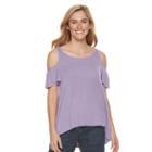Women's Sonoma Goods For Life&trade; Ribbed Cold-shoulder Tee, Size: Xs, Med Purple
