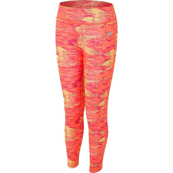Girls 7-16 New Balance Fashion Printed Performance Tights, Size: 16, Med Orange