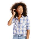 Women's Levi's Workwear Plaid Button-down Shirt, Size: Xl, Med Blue
