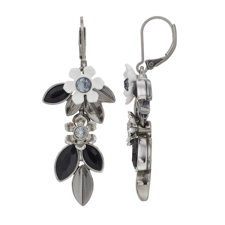 Simply Vera Vera Wang Black & White Nickel Free Flower Drop Earrings, Women's