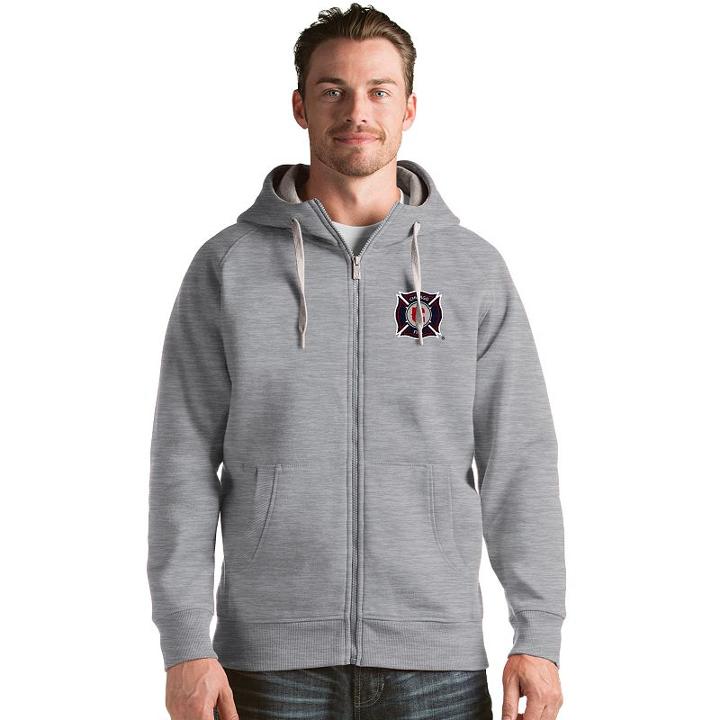 Men's Antigua Chicago Fire Victory Full-zip Hoodie, Size: Small, Grey