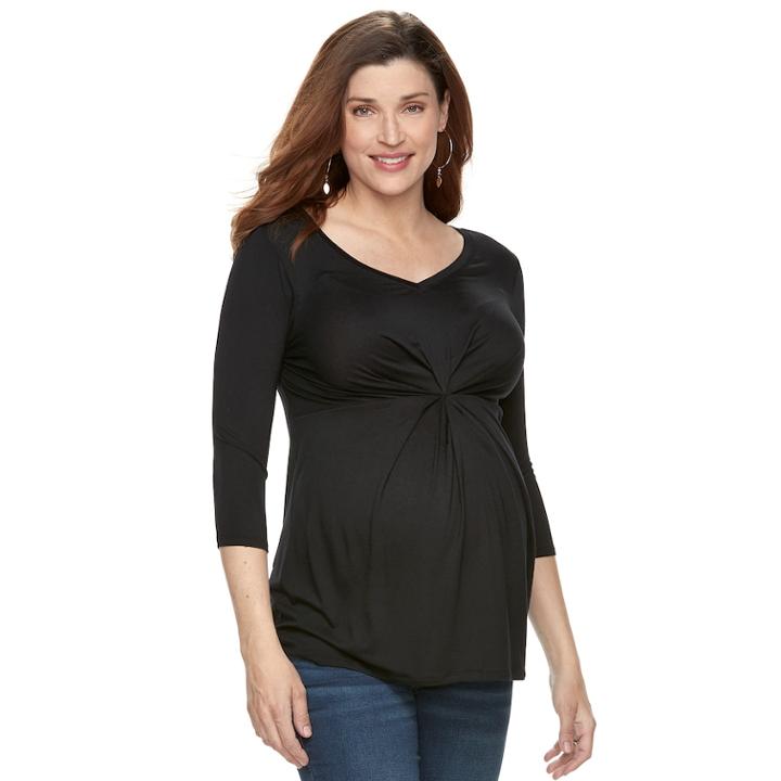 Maternity A:glow Pleat Front Tee, Women's, Size: S-mat, Black