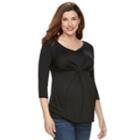 Maternity A:glow Pleat Front Tee, Women's, Size: S-mat, Black