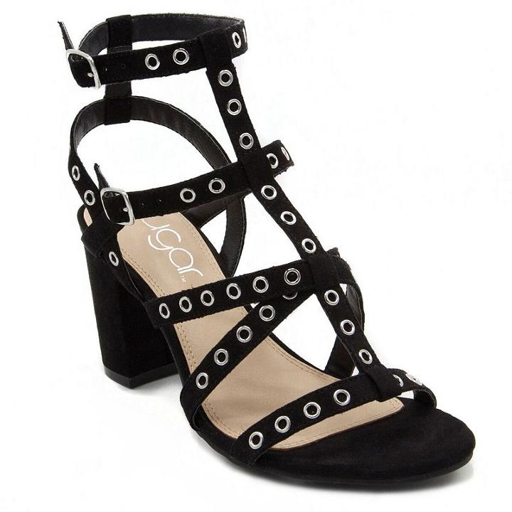 Sugar Rock N Roll Women's Block Heel Sandals, Girl's, Size: 6.5, Black