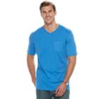 Big & Tall Croft & Barrow&reg; Classic-fit Easy-care V-neck Pocket Tee, Men's, Size: L Tall, Med Blue
