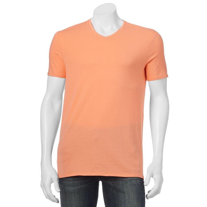 Men's Apt. 9 Solid V-neck Tee, Size: Small, Brt Orange