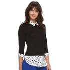 Women's Elle&trade; Mock-layer Split Back Top, Size: Small, Black