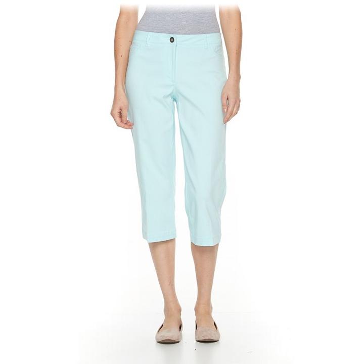 Women's Briggs Straight-leg Capris, Size: 12, Light Blue