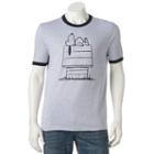 Men's Peanuts Snoopy Dog House Tee, Size: Large, Grey Other