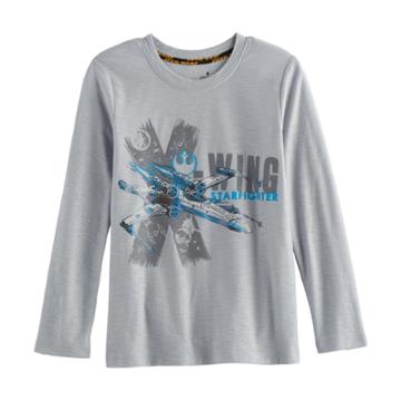 Boys 4-7x Star Wars A Collection For Kohl's Wing Starfighter Foiled Tee, Size: 7, Grey