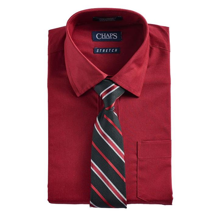 Boys 4-7 Chaps Button-down Shirt & Tie Set, Size: 6, Dark Red