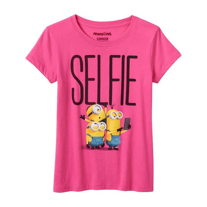 Girls 7-16 Minions Selfie Graphic Tee, Girl's, Size: Medium, Med Pink
