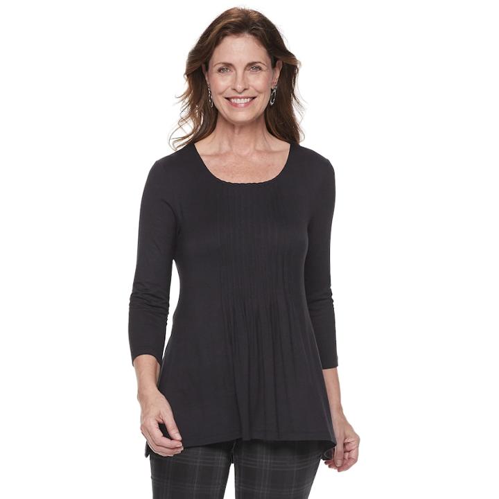 Women's Croft & Barrow&reg; Pleat-front Tunic, Size: Xxl, Black