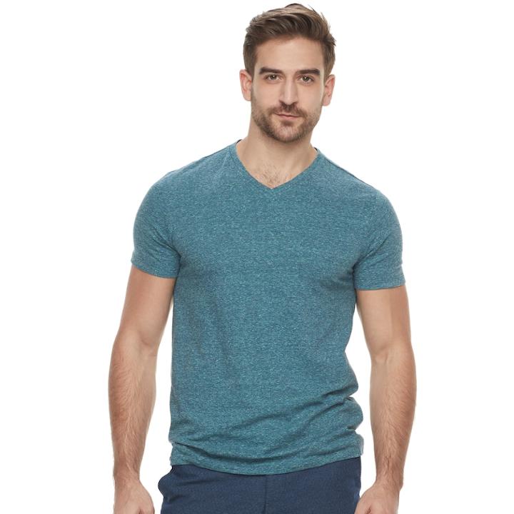 Men's Marc Anthony Core Slim-fit Stretch V-neck Tee, Size: Xxl, Turquoise/blue (turq/aqua)
