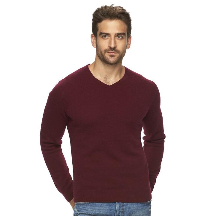 Men's Marc Anthony Slim-fit Cashmere V-neck Sweater, Size: Small, Red Other