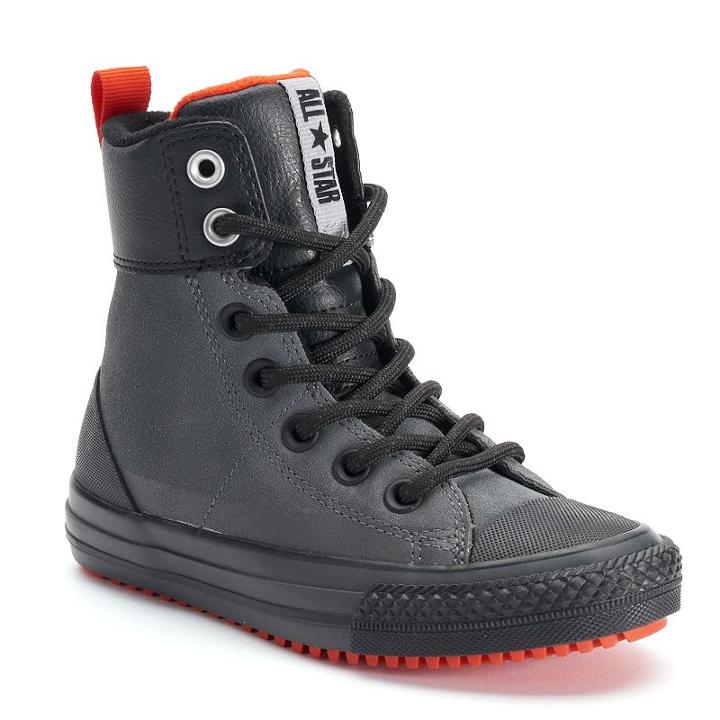 Boys' Converse Chuck Taylor All Star Asphalt Leather Boots, Boy's, Size: 1, Med Grey