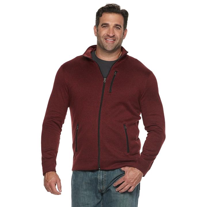 Big & Tall Sonoma Goods For Life&trade; Modern-fit Supersoft Sweater Fleece Full-zip Jacket, Men's, Size: Xxl Tall, Dark Red