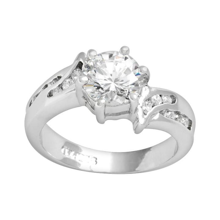 Sterling Silver Cubic Zirconia Bypass Ring, Adult Unisex, Size: 10, White