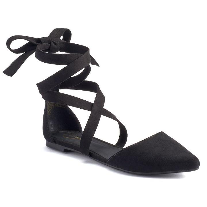 Candie's&reg; Women's Lace-up D'orsay Flats, Size: 8, Black