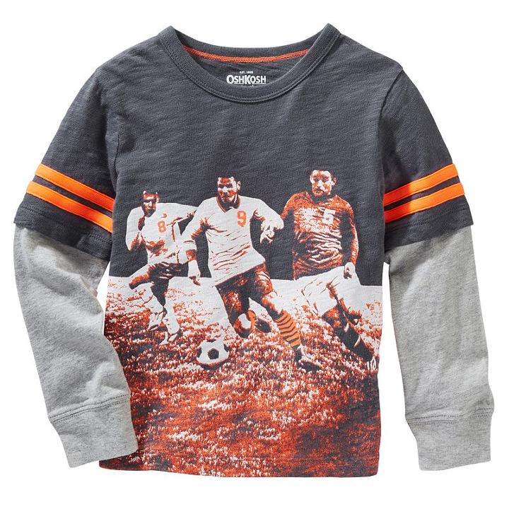 Boys 4-7 Oshkosh B'gosh&reg; Mock-layered Soccer Graphic Tee, Boy's, Size: 4, Grey