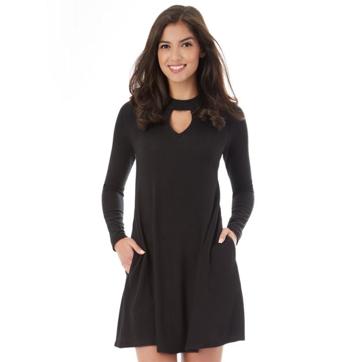 Juniors' Iz Byer Choker Neck Sweater Dress, Teens, Size: Xs, Black