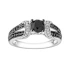 Round-cut Black & White Diamond Engagement Ring In 10k White Gold (1 Ct. T.w.), Women's, Size: 5