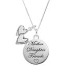 Timeless Sterling Silver Mother Daughter Friends Disc & Heart Charm Pendant Necklace, Women's