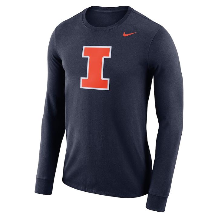 Men's Nike Illinois Fighting Illini Dri-fit Logo Tee, Size: Medium, Blue (navy)