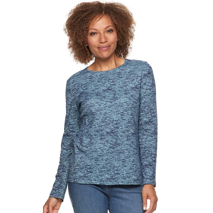 Petite Croft & Barrow&reg; Essential Crewneck Tee, Women's, Size: M Petite, Dark Blue