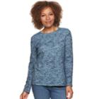 Petite Croft & Barrow&reg; Essential Crewneck Tee, Women's, Size: M Petite, Dark Blue