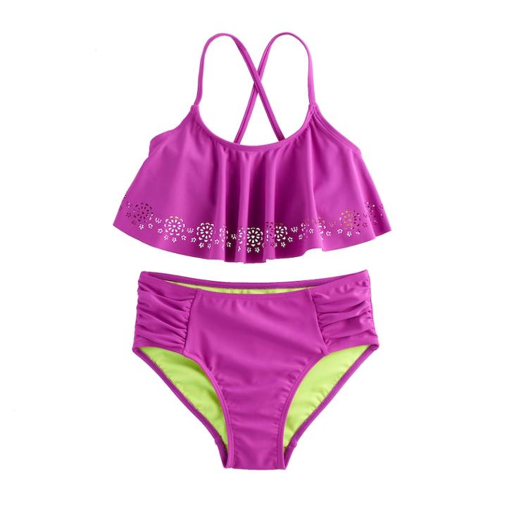 Girls 7-16 So&reg; 2-pc Bikini Swimsuit Set, Size: 16, Light Red