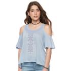 Juniors' Mudd&reg; Print Cold Shoulder Top, Girl's, Size: Xl, Brt Purple