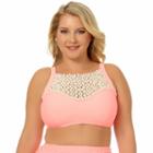 Juniors' Plus Size In Mocean Crochet High-neck Bikini Top, Size: 0x, Med Orange