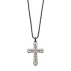 Lynx Men's Two Tone Stainless Steel Cubic Zirconia Cross Pendant Necklace, Size: 24, White