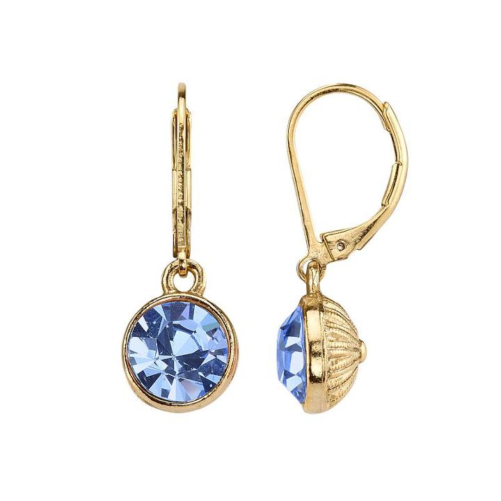 1928 Round Faceted Stone Drop Earrings, Women's, Blue