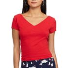 Women's Chaps V-neck Tee, Size: Small, Red