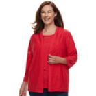 Plus Size Alfred Dunner Studio 2-pc. Mesh Lace Cardigan & Cami Set, Women's, Size: 1xl, Red