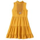 Girls 7-16 Knitworks Tiered Dress With Necklace, Girl's, Size: 14, Drk Yellow