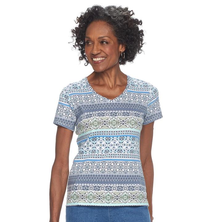 Petite Croft & Barrow® V-neck Tee, Women's, Size: Xl Petite, Med Blue