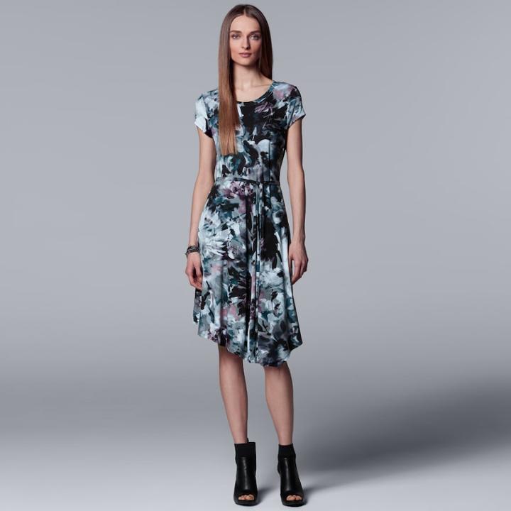 Women's Simply Vera Vera Wang Print Asymmetrical T-shirt Dress, Size: Large, Drk Purple