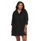 Plus Size Apt. 9&reg; Roll-tab Slubbed Cover-up, Women's, Size: 3xl, Black