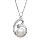 Sterling Silver Freshwater Cultured Pearl & Diamond Accent Swirl Pendant, Women's, Size: 18, White
